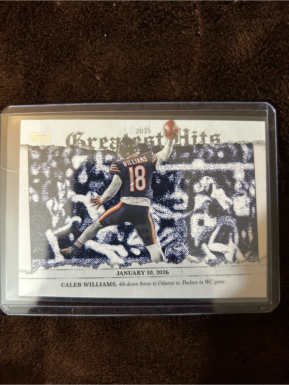 Topps Caleb Williams Football Card Navy Orange White